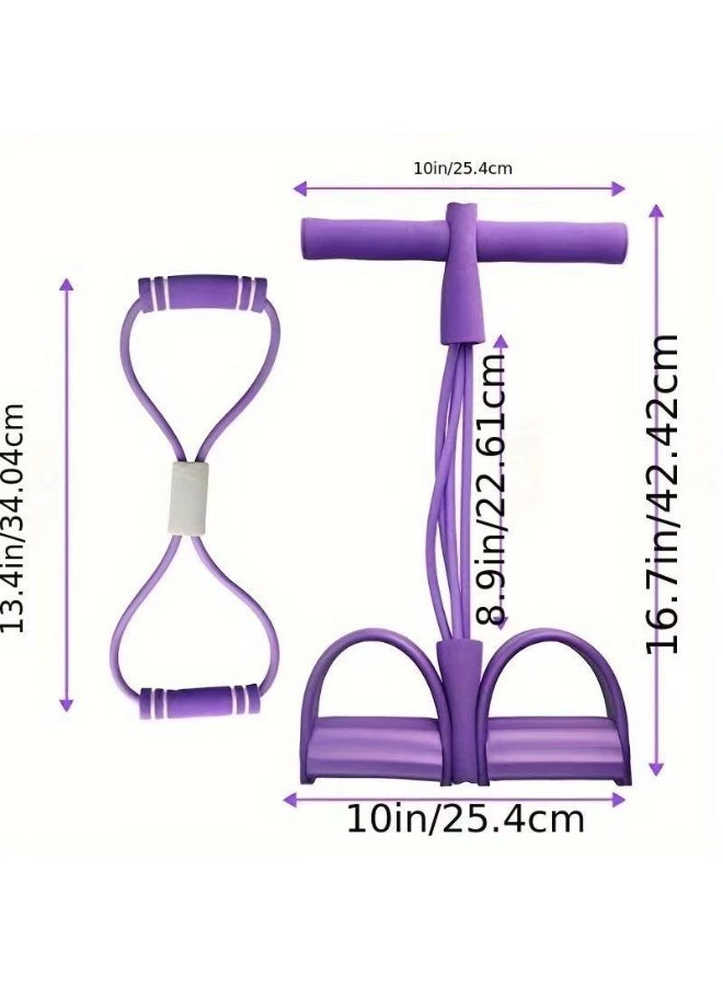 PYC [2 in 1] Unisex Pedal Resistance Band ，6-Tube Yoga Pedal Puller Resistance Band ，8 Resistance Band， for Abdomen Arm/Waist/Leg Stretching Slimming Training - Image 4